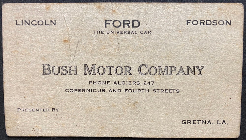 Tom Bush Ford Gretna LA Business Card
